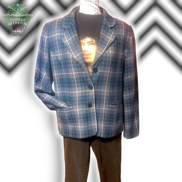 VINTAGE Worthington 49er Style Front Pocket Wool Plaid Shacket Blazer, Medium - Picture 8 of 11